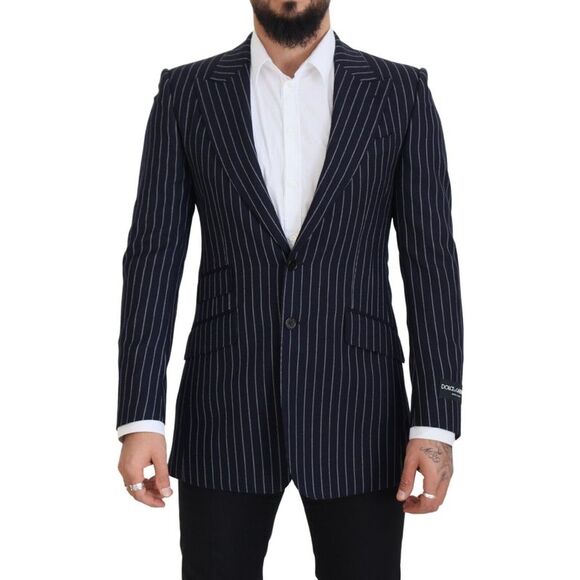 Dolce & Gabbana Dark Blue Stripe Wool Single Breasted Men's Blazer